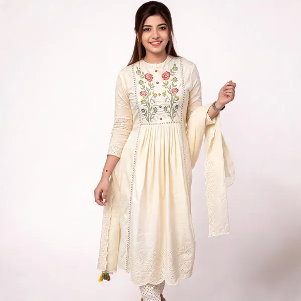 Ivory_Embroidered_Anarkali_Kurta_Set_For_Women