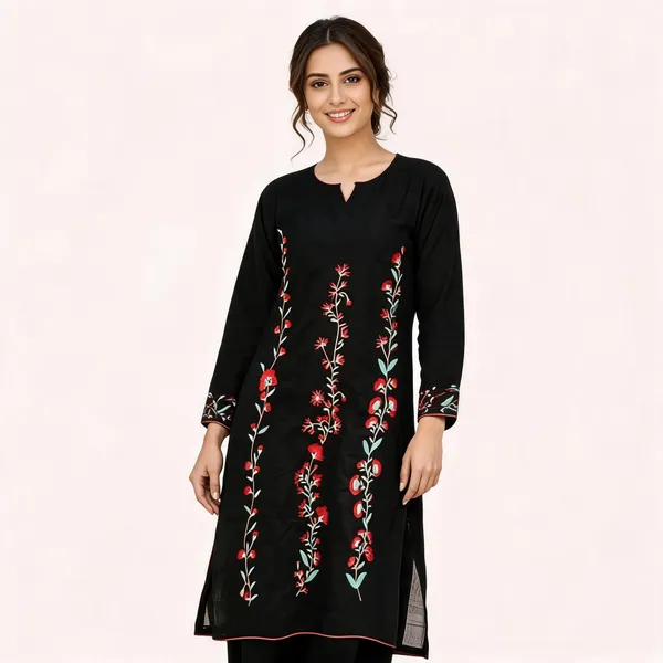 Black_Floral_Kurta_Set_For_Women