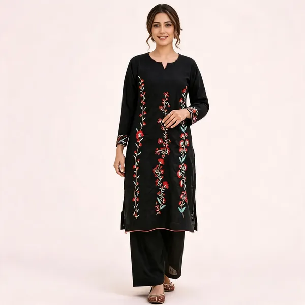 Black_Floral_Kurta_Set_For_Women