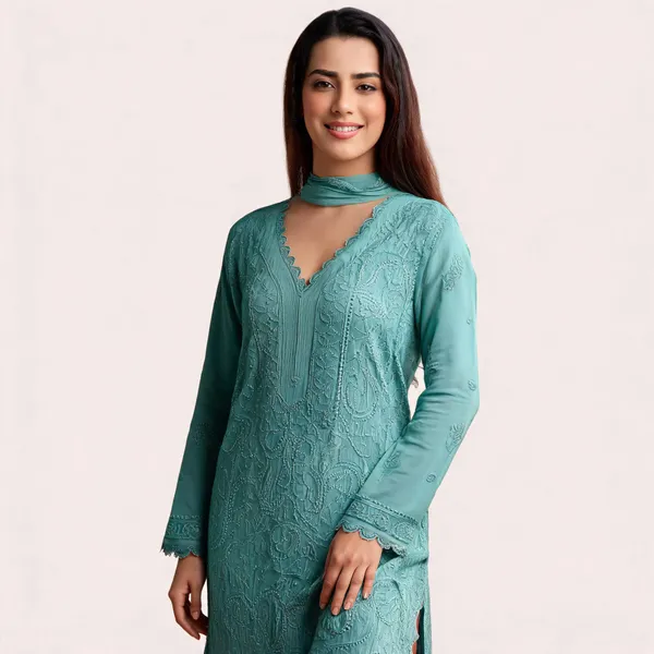 Teal_Embroidered_Straight_Kurta_For_Women
