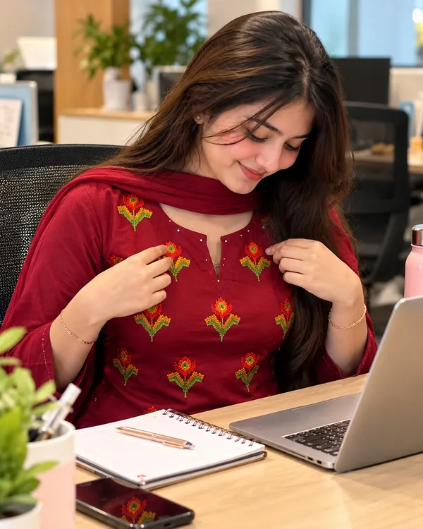 Maroon_Embroidered_Kurta_Pant_With_Dupatta__For_Women_