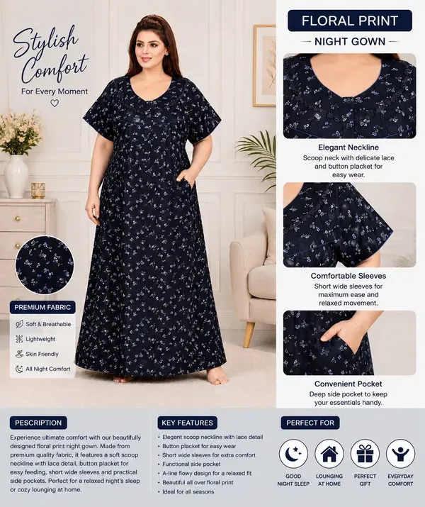 Plus_Size_Printed_Nighty_For_Women_Comfortable_Nightwear