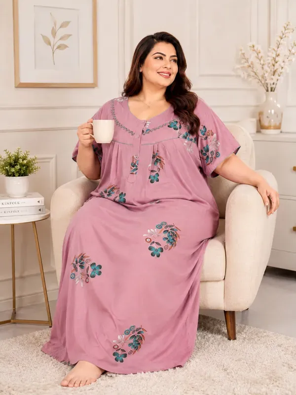 Plus_Size_Printed_Nighty_For_Women_Comfortable_Nightwear