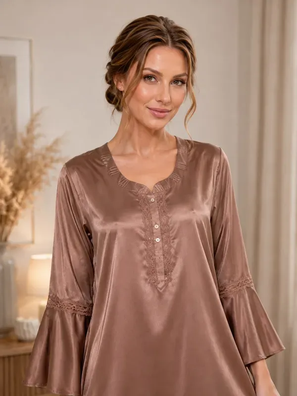 Brown_Italian_Satin_Premium_Kaftan_Night_Gown_For_Women