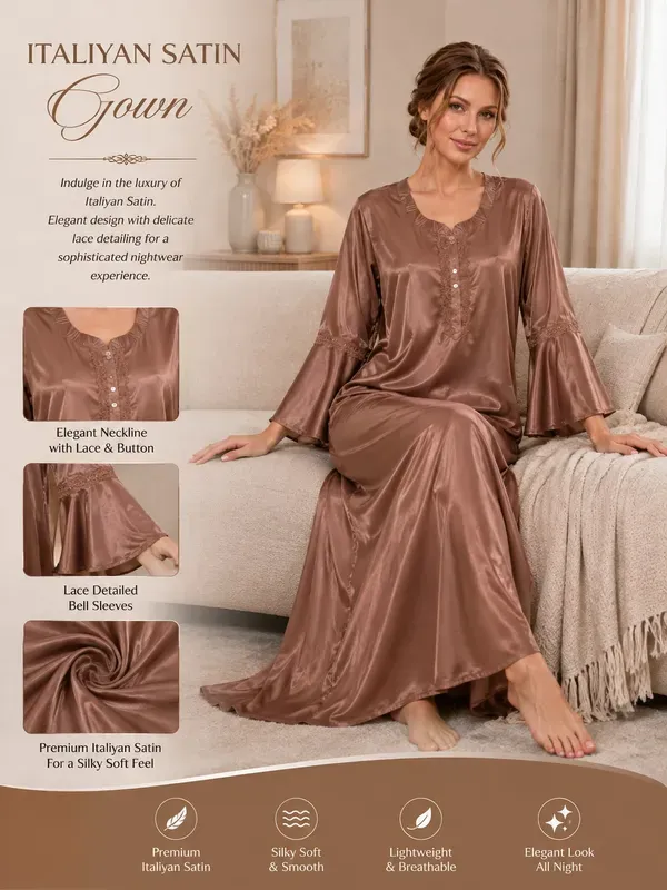 Brown_Italian_Satin_Premium_Kaftan_Night_Gown_For_Women