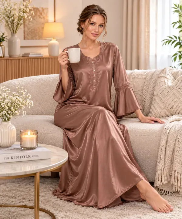 Brown_Italian_Satin_Premium_Kaftan_Night_Gown_For_Women