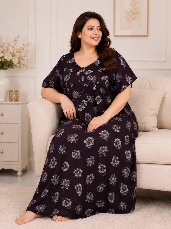 Plus_Size_Printed_Nighty_For_Women_Comfortable_Nightwear