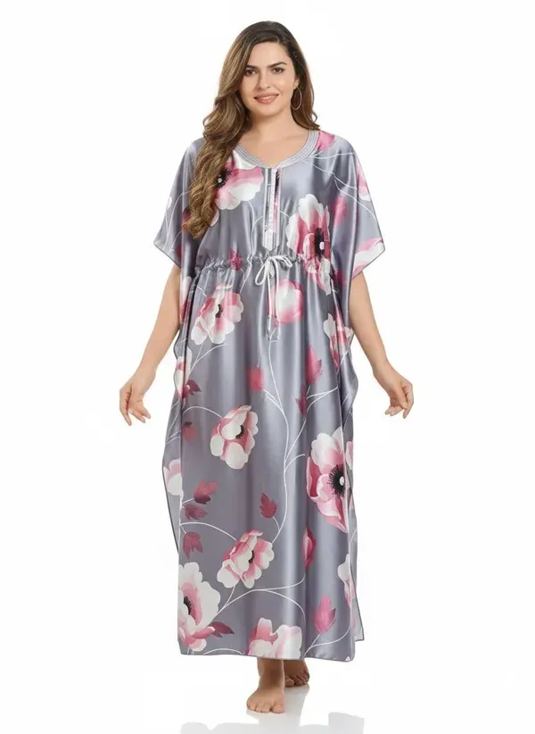 Silver_Italian_Satin_Premium_Kaftan_Night_Gown_For_Women