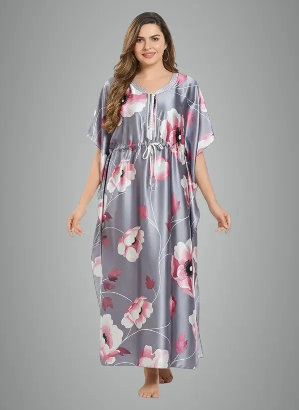 Silver_Italian_Satin_Premium_Kaftan_Night_Gown_For_Women