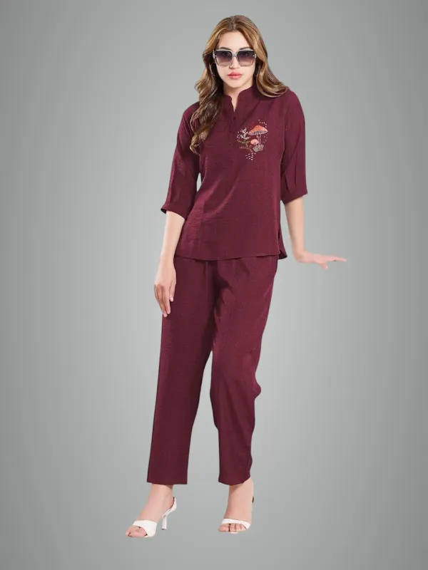 Maroon_Lilan_Premium_Co_Ord_Set_For_Women