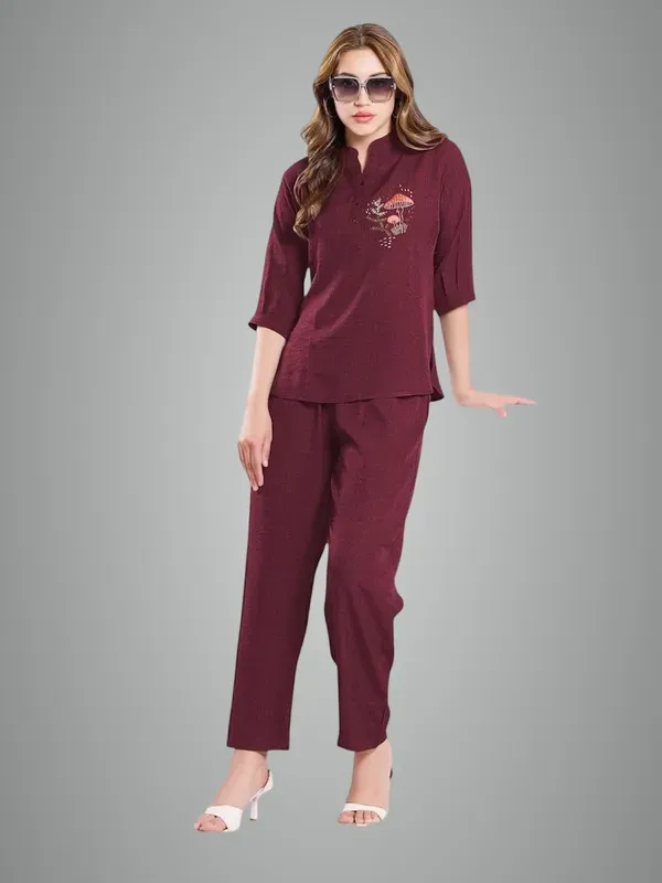 Maroon_Lilan_Premium_Co_Ord_Set_For_Women
