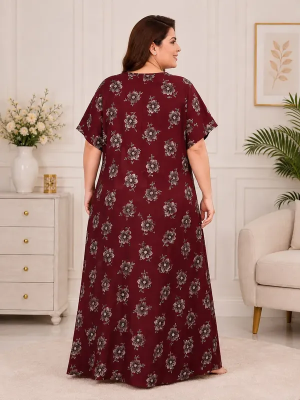 Plus_Size_Printed_Nighty_For_Women_Comfortable_Nightwear