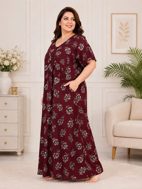 Plus_Size_Printed_Nighty_For_Women_Comfortable_Nightwear