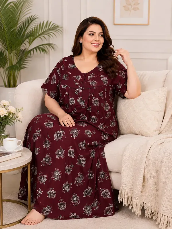 Plus_Size_Printed_Nighty_For_Women_Comfortable_Nightwear