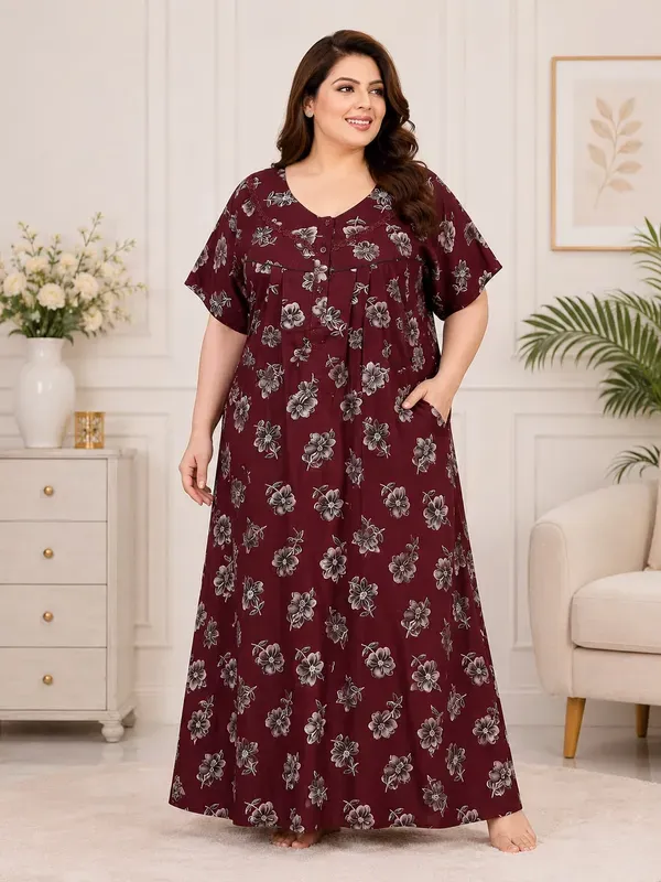 Plus_Size_Printed_Nighty_For_Women_Comfortable_Nightwear