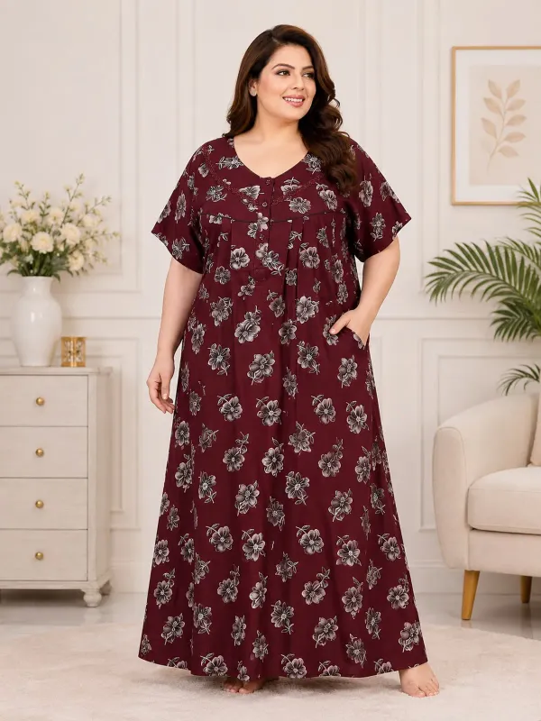 Plus_Size_Printed_Nighty_For_Women_Comfortable_Nightwear