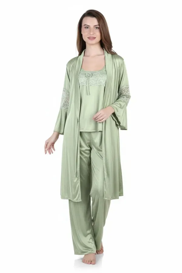 Green_Satin_Premium_Nighty_Set_For_Women