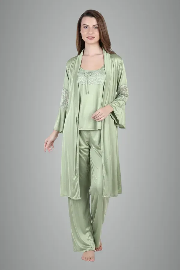 Green_Satin_Premium_Nighty_Set_For_Women