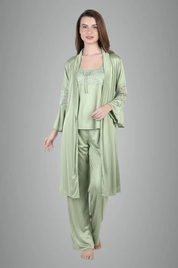 Green_Satin_Premium_Nighty_Set_For_Women