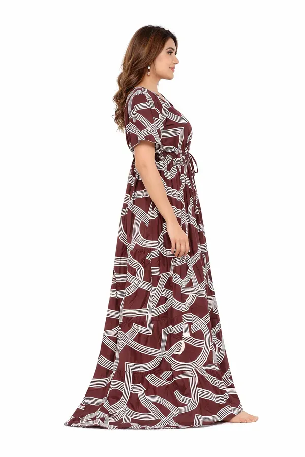 Brown_Geometric_Rayon_Frock_Nighty_Soft_Comfortable_Flared_Sleepwear_For_Wo_More