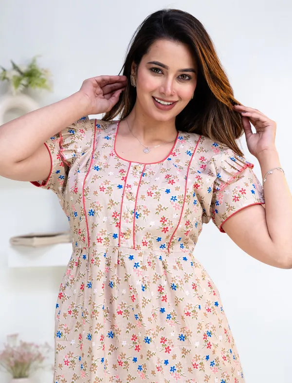 Beige_Cotton_Floral_Print_A-Line_Nightdress_For_Women