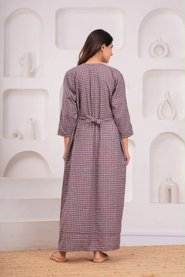 Mauve_Cotswool_Relaxed_Fit_Checked_Nightdress_For_Women