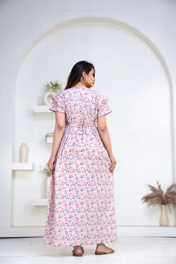 Pink_Cotton_Floral_Print_Maxi_Nightdress_For_Women