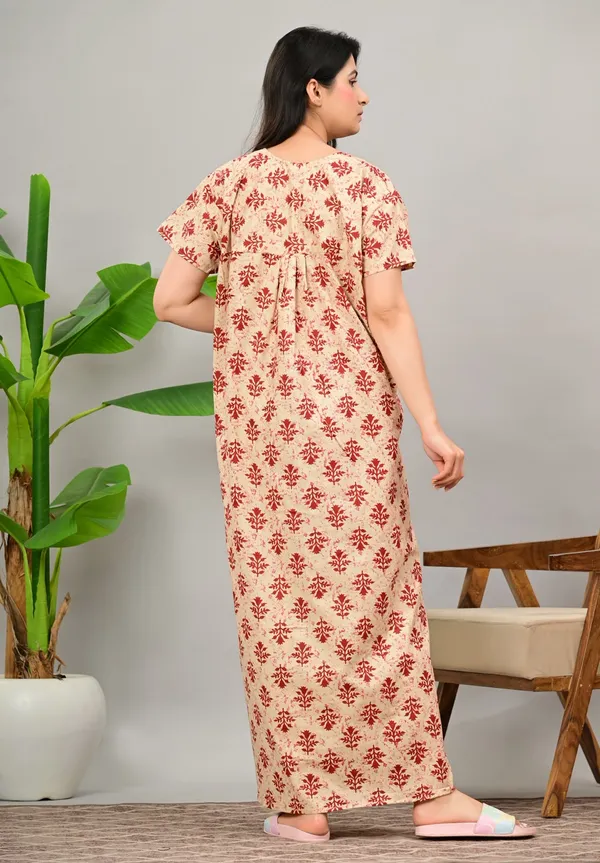 Beige_Cotton_Relaxed_Fit_Floral_Print_Nightdress_For_Women