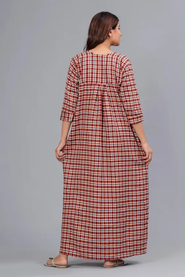 Red_Cotswool_Relaxed_Fit_Embroidered_Nightdress_For_Women