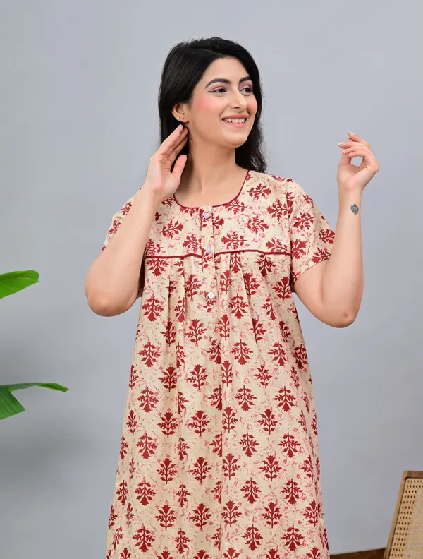 Beige_Cotton_Relaxed_Fit_Floral_Print_Nightdress_For_Women