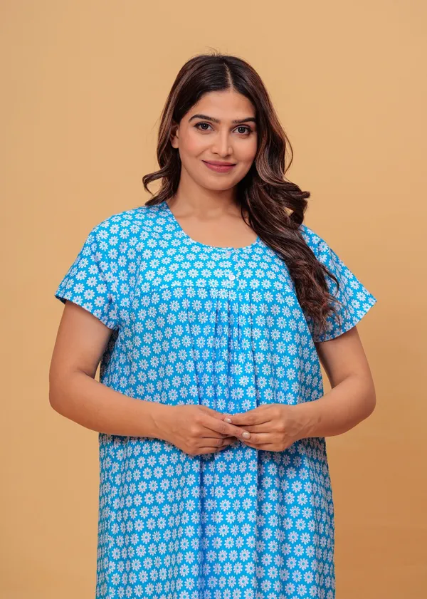 Blue_Cotton_Relaxed_Fit_Floral_Print_Nightdress_For_Women