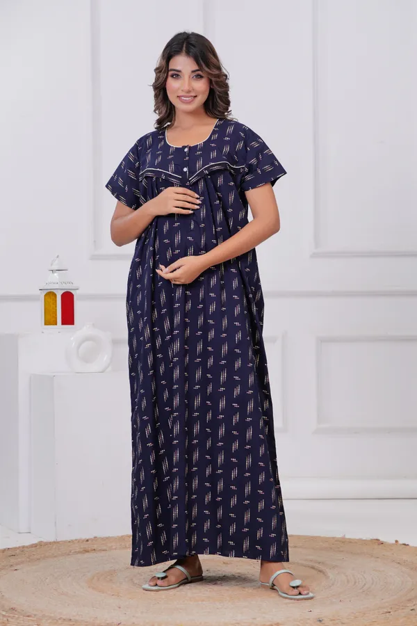 Navy_Cotton_Feeding_Maternity_Maxi_Nightdress_For_Women
