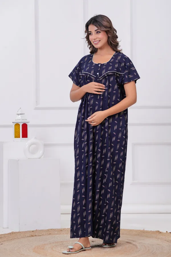 Navy_Cotton_Feeding_Maternity_Maxi_Nightdress_For_Women
