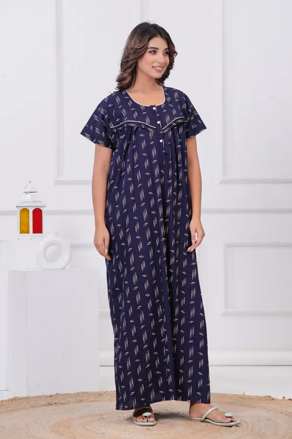 Navy_Cotton_Feeding_Maternity_Maxi_Nightdress_For_Women