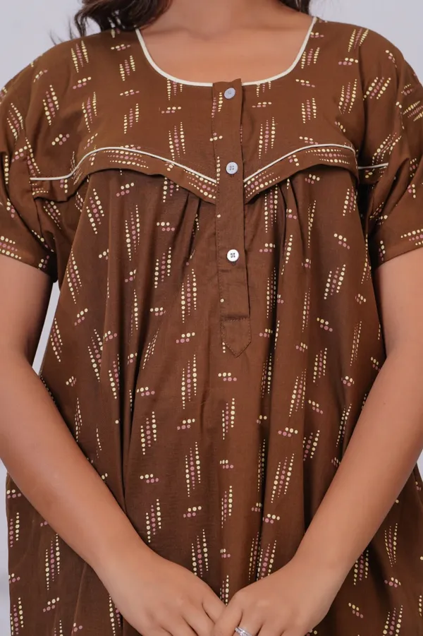 Brown_Cotton_Feeding_Maternity_Maxi_Nightdress_For_Women