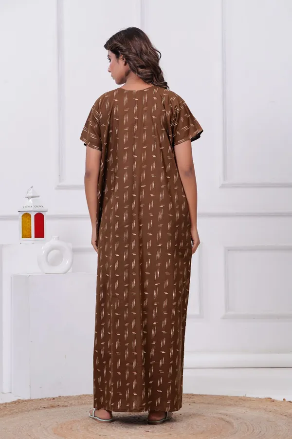 Brown_Cotton_Feeding_Maternity_Maxi_Nightdress_For_Women