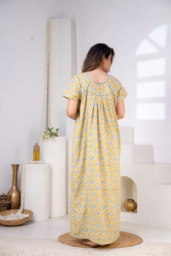 Yellow_Cotton_Relaxed_Fit_Botanical_Print_Nightdress_For_Women