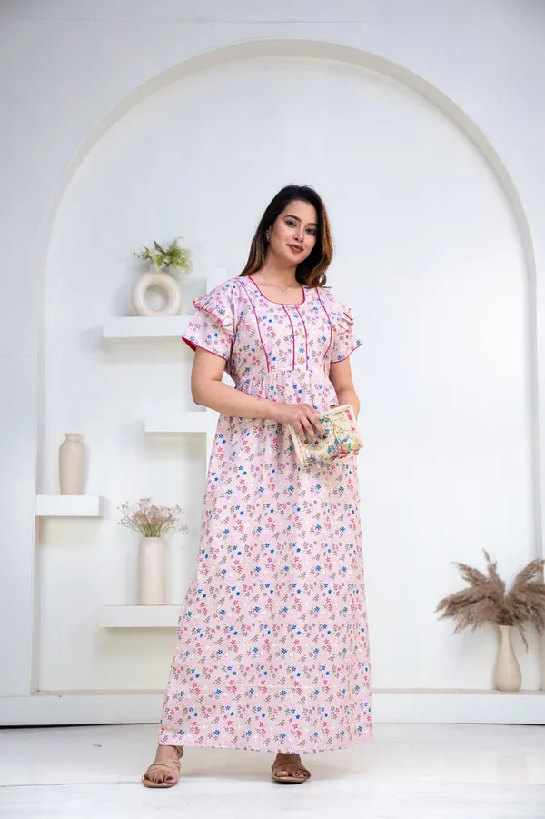 Pink_Cotton_Floral_Print_Maxi_Nightdress_For_Women