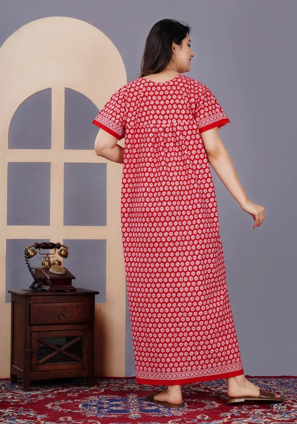 Red_Cotton_Relaxed_Fit_Floral_Print_Nightdress_For_Women