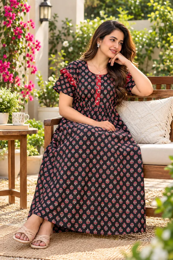 Black_Cotton_Relaxed_Fit_Printed_Nightdress_For_Women