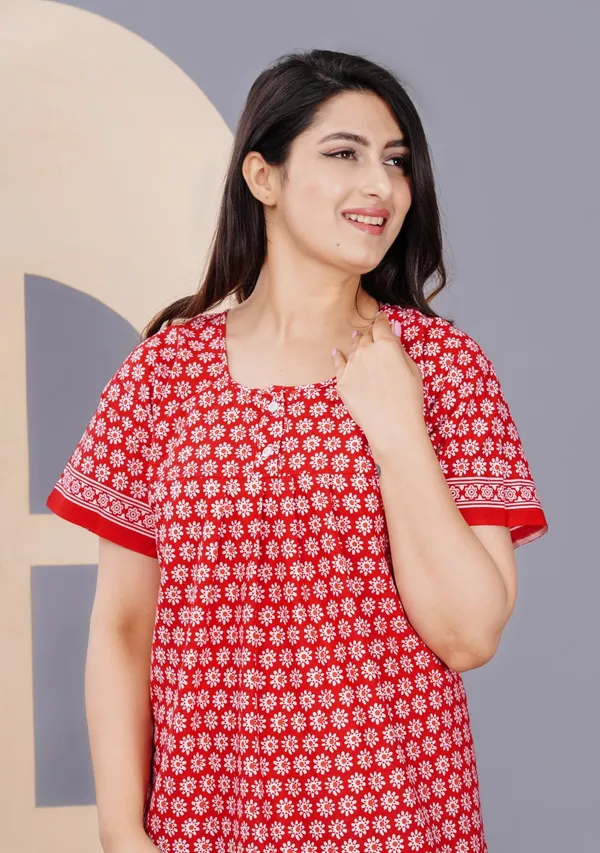 Red_Cotton_Relaxed_Fit_Floral_Print_Nightdress_For_Women