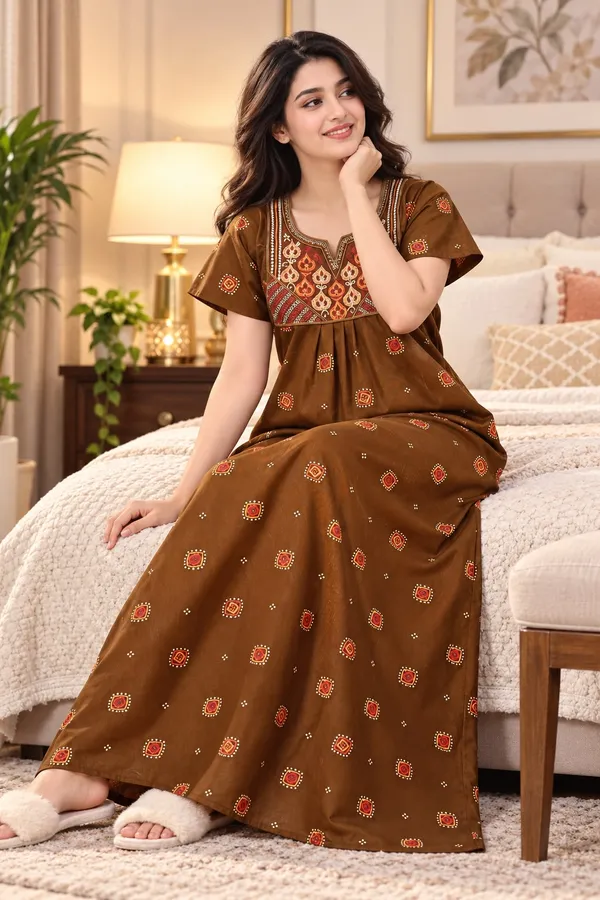 Maya_Print_Premium_Cotton_Nighty_with_Embroidery_and_Pocket
