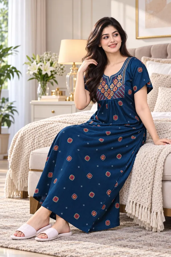 Maya_Print_Premium_Cotton_Nighty_with_Embroidery_and_Pocket