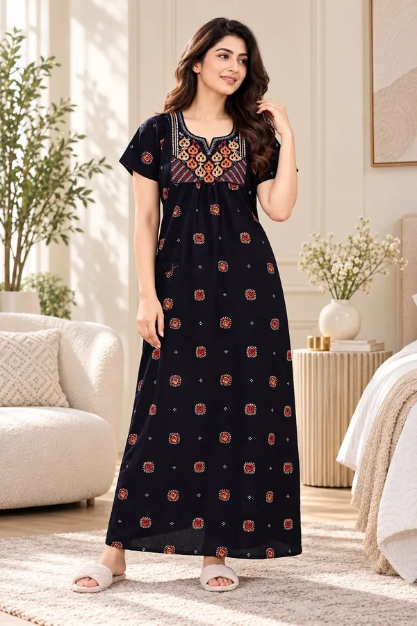 Maya_Print_Premium_Cotton_Nighty_with_Embroidery_and_Pocket