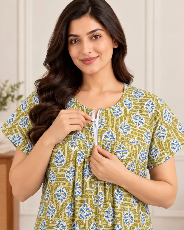 Maya_Print_pure_Cotton_Zip_Nighty_for_Womens_