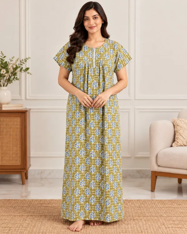Maya_Print_pure_Cotton_Zip_Nighty_for_Womens_