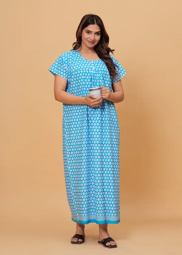 Blue_Cotton_Relaxed_Fit_Floral_Print_Nightdress_For_Women