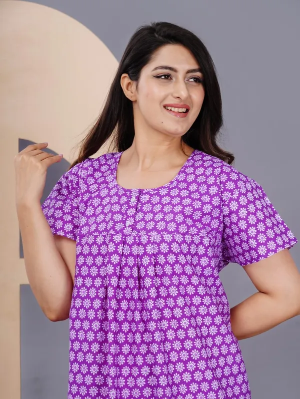 Purple_Cotton_Relaxed_Fit_Floral_Print_Nightdress_For_Women