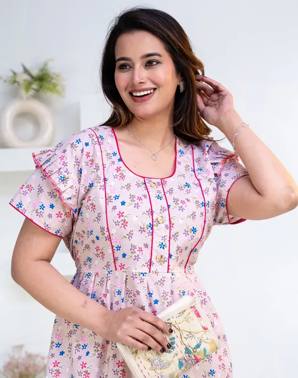 Pink_Cotton_Floral_Print_Maxi_Nightdress_For_Women