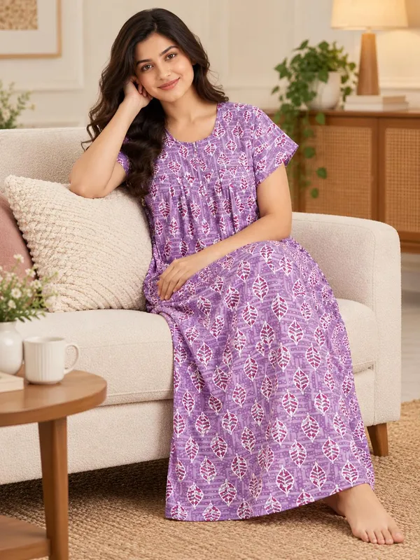 Maya_Print_Pure_cotton_Zip_NIghty_for_womens_